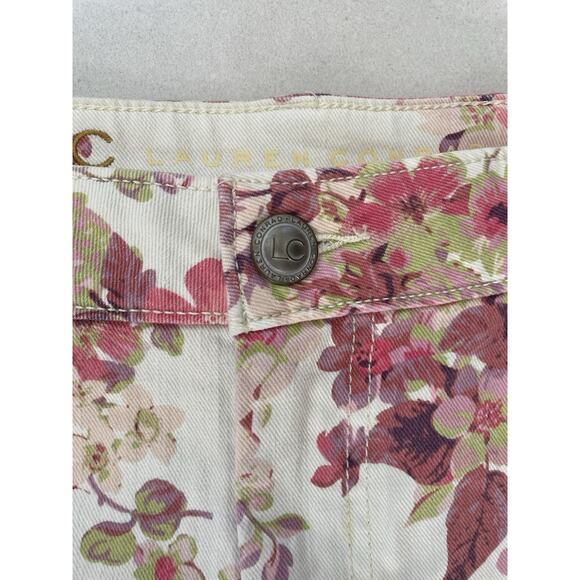 Lauren Conrad Shorts Denim Jean Multicolor Floral Crochet Stretch - Picture 4 of 14